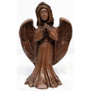 VTG E. Biersdorfer Holly Angel Brown PolyResin 6" Figurine 125 Of 2500 Wood Look